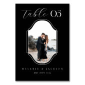 Numéro De Table Script moderne cadre photo mariage élégant noir (Par défaut)