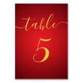 Numéro De Table Script moderne élégant Mariage à thème rouge (Dos)