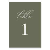 Numéro De Table Script moderne élégant Mariage d'olive Numéro de t (Par défaut)