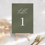 Numéro De Table Script moderne élégant Mariage d'olive Numéro de t<br><div class="desc">Cette belle invitation fait partie d'une collection entière ! Mélangez et égalez les couleurs et faites vibrer vos invités avec ces beaux modèles classiques.</div>