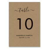 Numéro De Table Script moderne Faux Kraft Mariage papier (Par défaut)