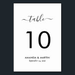 Numéro De Table Script moderne Mariage noir et blanc<br><div class="desc">Elégante carte de numéro de table de mariage noir et blanc avec une police de script moderne. Éléments correspondants disponibles.</div>