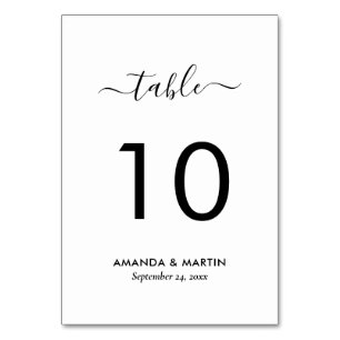 Numéro De Table Script moderne Mariage noir et blanc