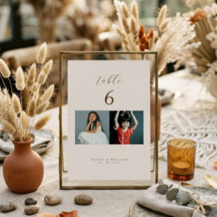 Numéro De Table Script Moderne Rustique Photos d'enfance comme
