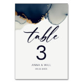 Numéro De Table Script nautique moderne Marine Blue Beach Mariage (Dos)