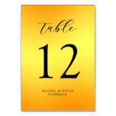 Numéro De Table Script noir moderne Mariage doré élégant (Dos)