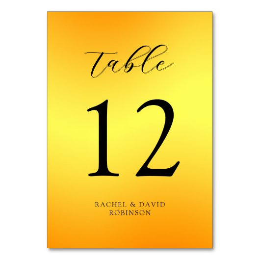Numéro De Table Script noir moderne Mariage doré élégant (Par défaut)