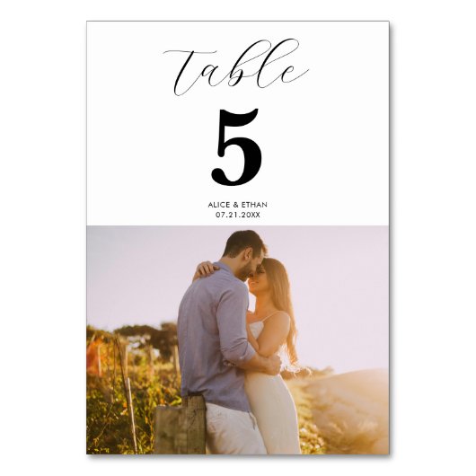 Numéro De Table Script photo Calligraphie Mariage moderne (Par défaut)