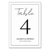 Numéro De Table Script simple noir et blanc (Dos)