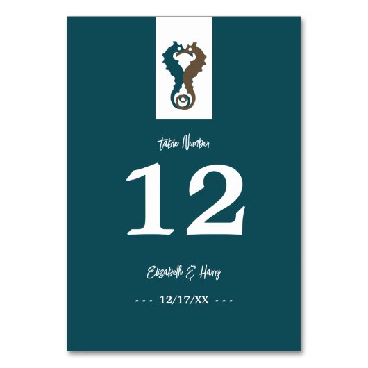 Numéro De Table Seahorse Romance, Mariage sur la plage (Par défaut)