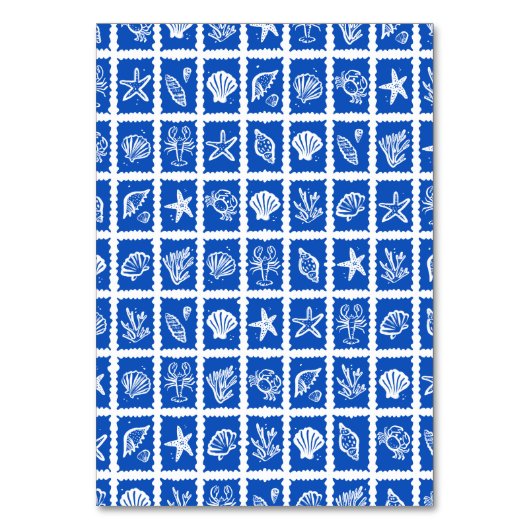 Numéro De Table Seashell Grid Plage Mariage Bleu Blanc CUSTOM (Dos)