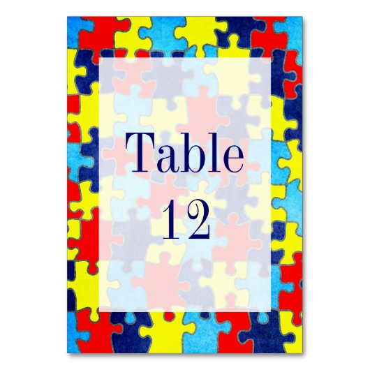 Numéro De Table Sensibilisation sur l'autisme-Puzzle par Shirley T (Dos)