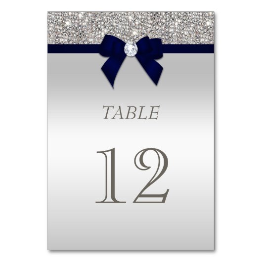Numéro De Table Séquences d'argent bleu marine Faux Bow (Dos)