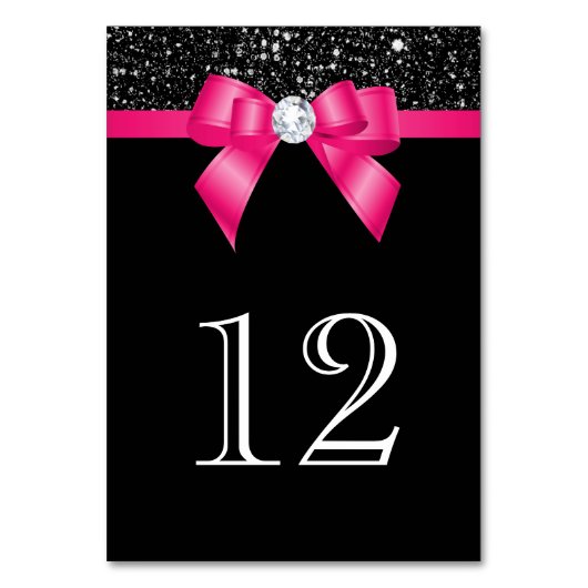 Numéro De Table Séquences noires Bow rose chaud (Dos)