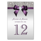 Numéro De Table Séquins d'Argent Personalisé De Faux Bow (Dos)