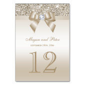 Numéro De Table Séquins de Champagne Bow Mariage Table Numéro Cart (Par défaut)