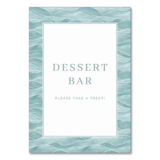 Numéro De Table Serene Blue Water Wave Dessert Bar Sign (Par défaut)