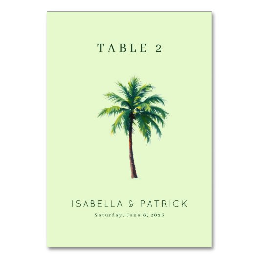 Numéro De Table Serene Mint Tropical Palm Tree (Par défaut)