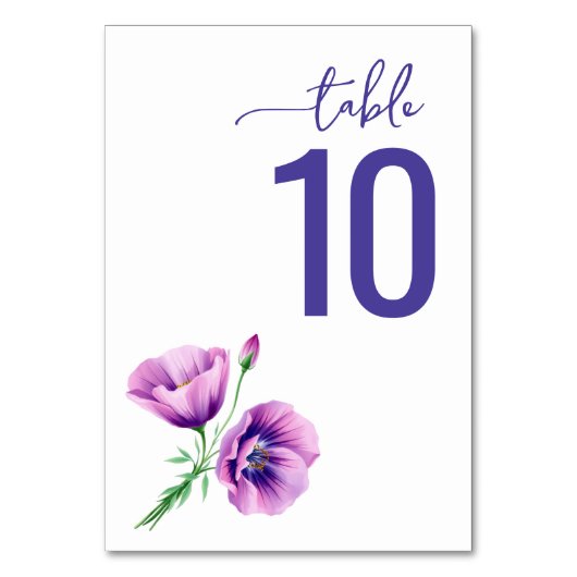 Numéro De Table Serene Purple Botanical Table Card (Par défaut)