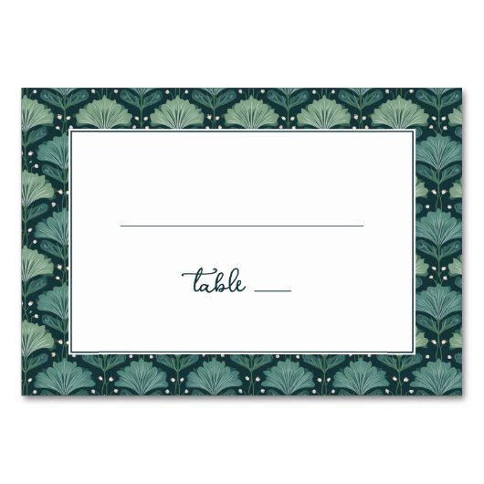 Numéro De Table Serene Teal Botanical Leaf Border (Devant)