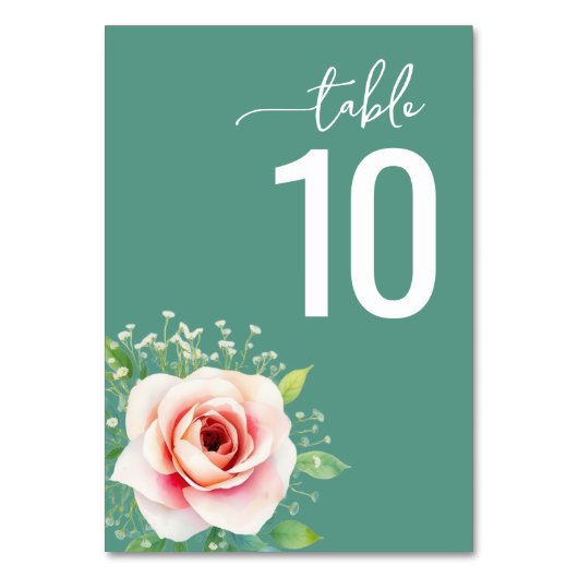 Numéro De Table Serene Teal Botanical Wedding Table Card (Par défaut)