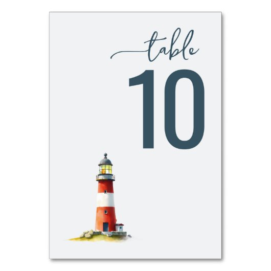 Numéro De Table Serene Teal Watercolor Lighthouse (Par défaut)