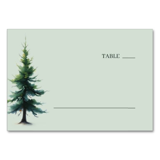 Numéro De Table Serene Teal Watercolor Pine Tree (Devant)