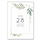 Numéro De Table Serenity Aquarelle Verdure Géométrique Mariage (Dos)