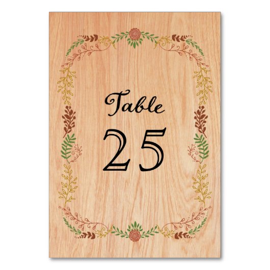 Numéro De Table Serre de feuillage bohème rustique sur bois (Par défaut)