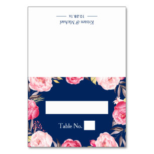 Numéro De Table Serre florale romantique Marine Blue Mariage Place