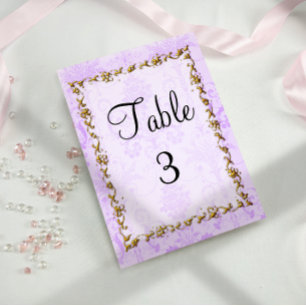 Numéro De Table Shabby Chic Purple Mariage damassé