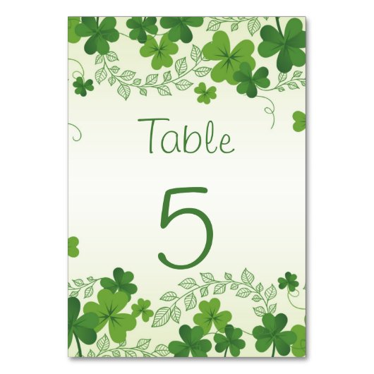 Numéro De Table Shamrock irlandais (trèfle) (Dos)