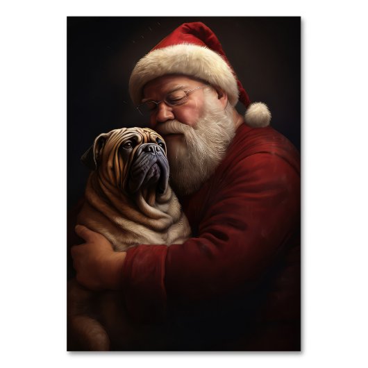 Numéro De Table Shar Pei avec Noël Festif du Père Noël (Dos)