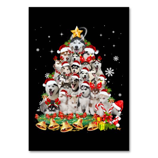 Numéro De Table Siberian husky christmas tree lights dog (Par défaut)