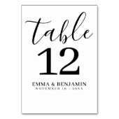 Numéro De Table Siège mariage - Script minimal noir blanc - (Par défaut)