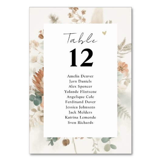Numéro De Table Siège moderne en terre cuite tendance fleur (Par défaut)