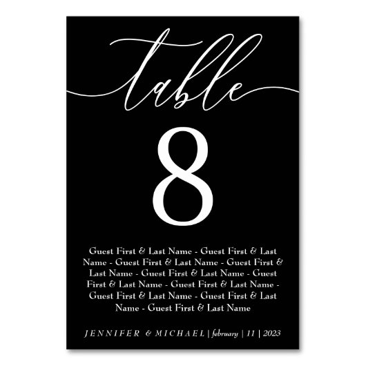 Numéro De Table Siège noir simple Mariage moderne (Dos)