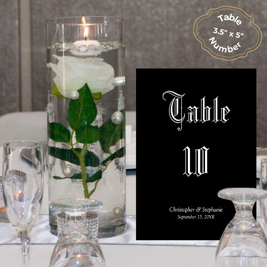 Numéro De Table Siège personnalisé de style journal Black Chic