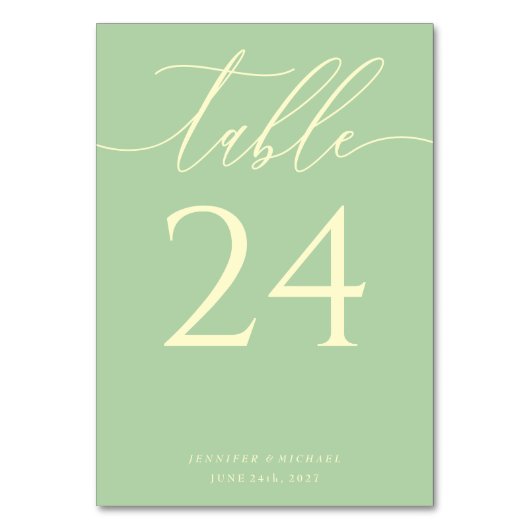 Numéro De Table Sièges Élégants Simples Pistache & Crème (Par défaut)