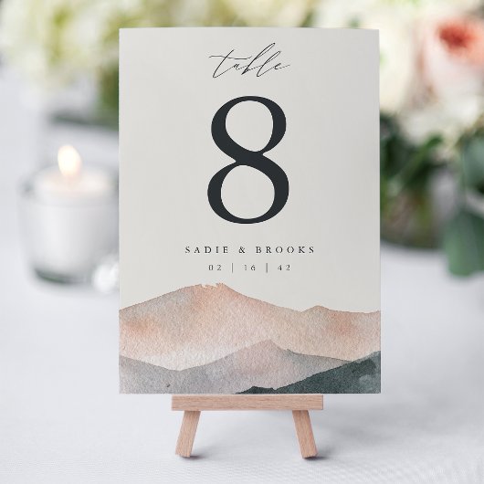 Numéro De Table Sierra Dusk | Mariage Desert Mountain 3,5 x 5 pouc
