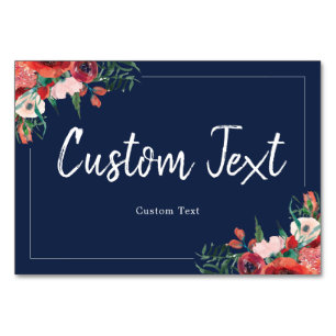 Numéro De Table SIGNE DE Mariage DE LA Marine Bleu Corail Floral