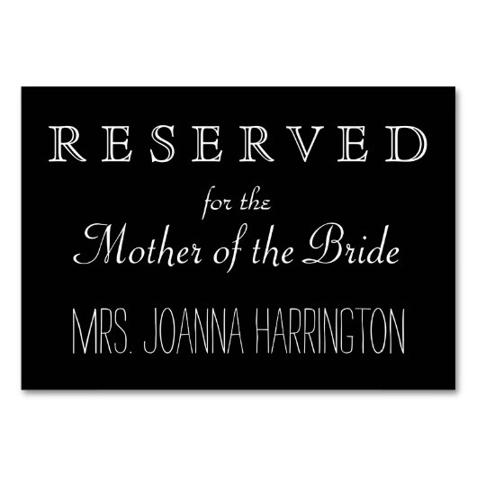 Numéro De Table SIGNE RÉSERVÉ Mariage noir et blanc (Devant)