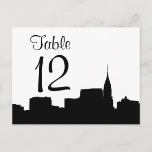 Numéro de table silhouette ciel NYC Chrys Blk Wht