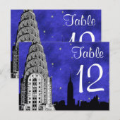 Numéro de table silhouette de la skyline de NYC Ch (Devant / Derrière)