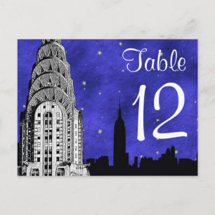 Numéro de table silhouette de la skyline de NYC Ch