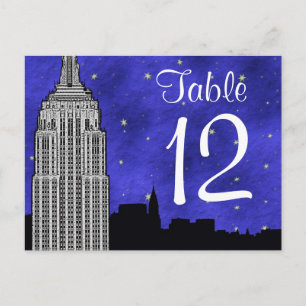 Numéro de table silhouette de la skyline de NYC ES