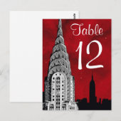 Numéro de table silhouette de la skyline de NYC ét (Devant / Derrière)