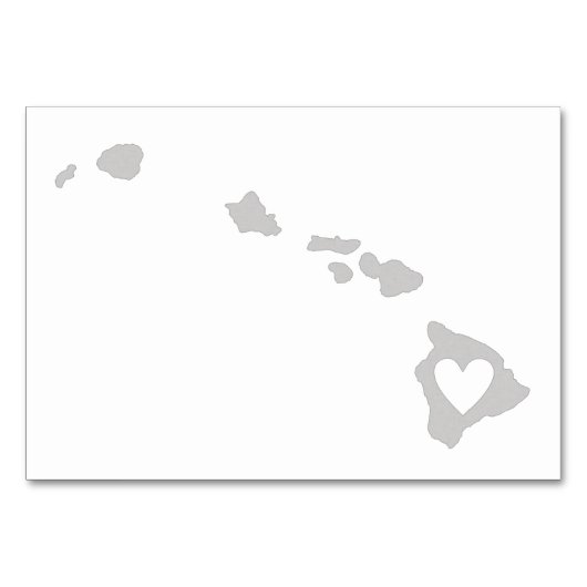 Numéro De Table Silhouette de l'État de Heart Hawaii (Devant)