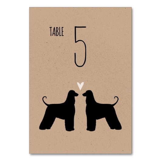 Numéro De Table Silhouettes Chien Afghan Hound Réception De Mariag (Par défaut)