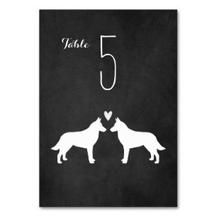 Numéro De Table Silhouettes de Chien Malinois Belge Réception De M